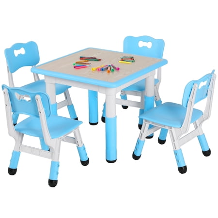 Pirecart 5 Piece Height Adjustable Kids Activity Table and 4 Chair Set