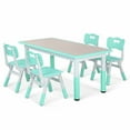 thumbnail image 1 of Pirecart 5-Piece Kids Table and Chairs Set Children's Activity Desk Adjustable Toddler Table and Chairs for Age 2-10, Green, 1 of 9