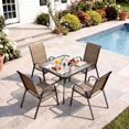 thumbnail image 1 of Pirecart 5-Piece Outdoor Patio Dining Set with 4 Textilene Chairs and Square Table, Brown, 1 of 13