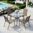 thumbnail image 1 of Pirecart 5-Piece Outdoor Patio Dining Set with 4 Textilene Chairs and Square Table, Brown, 1 of 10