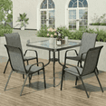 thumbnail image 1 of Pirecart 5-Piece Outdoor Patio Dining Table Set with 4 Stackable Textilene Chairs for for Patio, Lawn, Garden, Gray, 1 of 9
