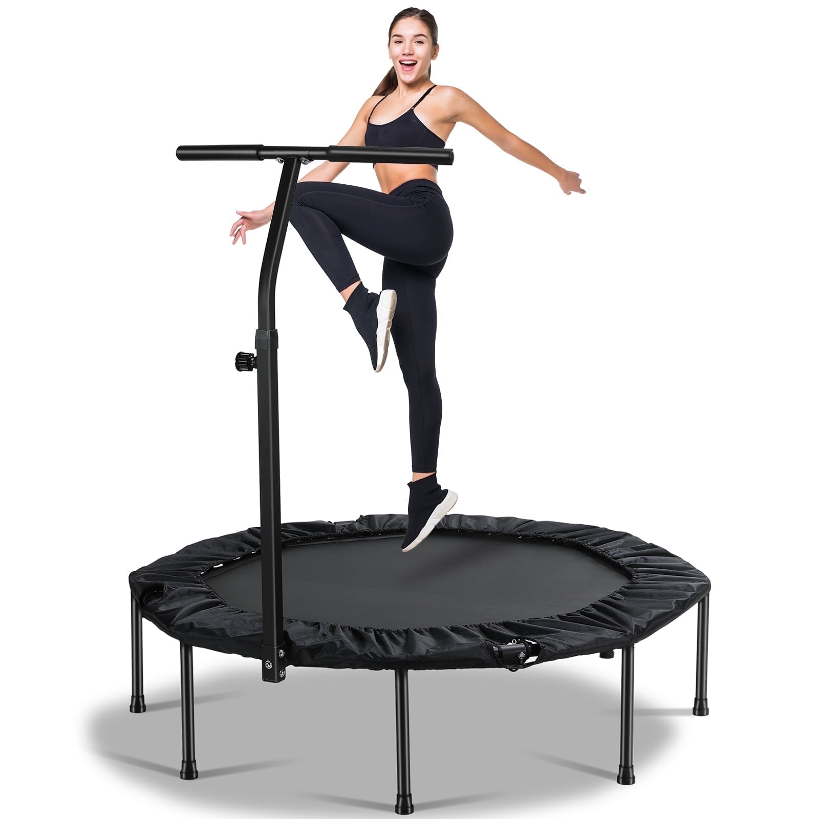 Pirecart 50" Fitness Trampoline for Adults, Octagonal Foldable Rebounder with Adjustable Handrail, 330 lbs