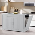 thumbnail image 1 of Pirecart 53" Kitchen Island with Trash Can Storage, Kitchen Island Storage with Drawer, Open Shelves, Gray, 1 of 9