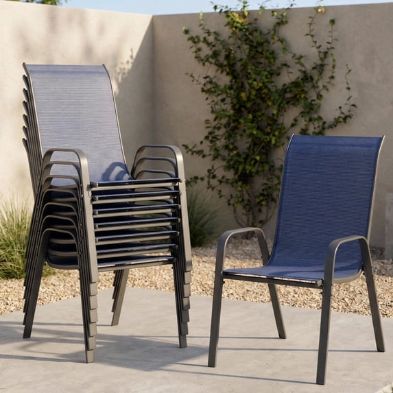 Pirecart 8Pcs Outdoor Patio Dining Chairs Stackable Dining Sitting with Textilene