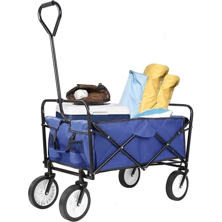 Pirecart Collapsible Folding Wagon Cart Heavy-Duty Portable Outdoor Utility Grocery Cart, 150 lbs