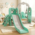 thumbnail image 1 of Pirecart 5 in 1 Toddler Swing and Slide Set, Indoor Outdoor Kids Playing Climber Sliding Playset with Extra Long Slide, Gift for Age 3+, Green, 1 of 10