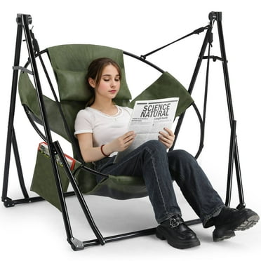Pirecart Hammock with Stand, Outdoor Foldable Hammock Swing Chair, 6-level Standing Hammocks with Carrying Bag, Side Pocket, Pillow