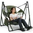 thumbnail image 1 of Pirecart Hammock with Stand, Outdoor Foldable Hammock Swing Chair, 6-level Standing Hammocks with Carrying Bag, Side Pocket, Pillow, Green, 1 of 9
