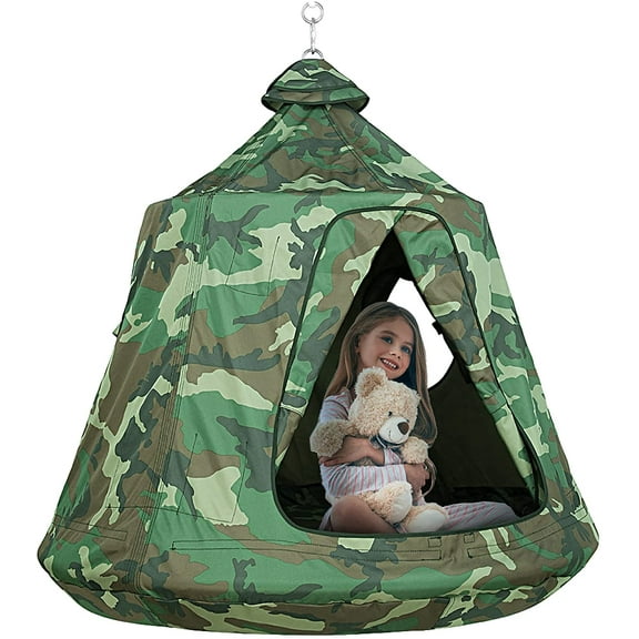Pirecart Hanging Tree Tent Ceiling Swing Hammock for Kids with Lights String, 45" H x 44"