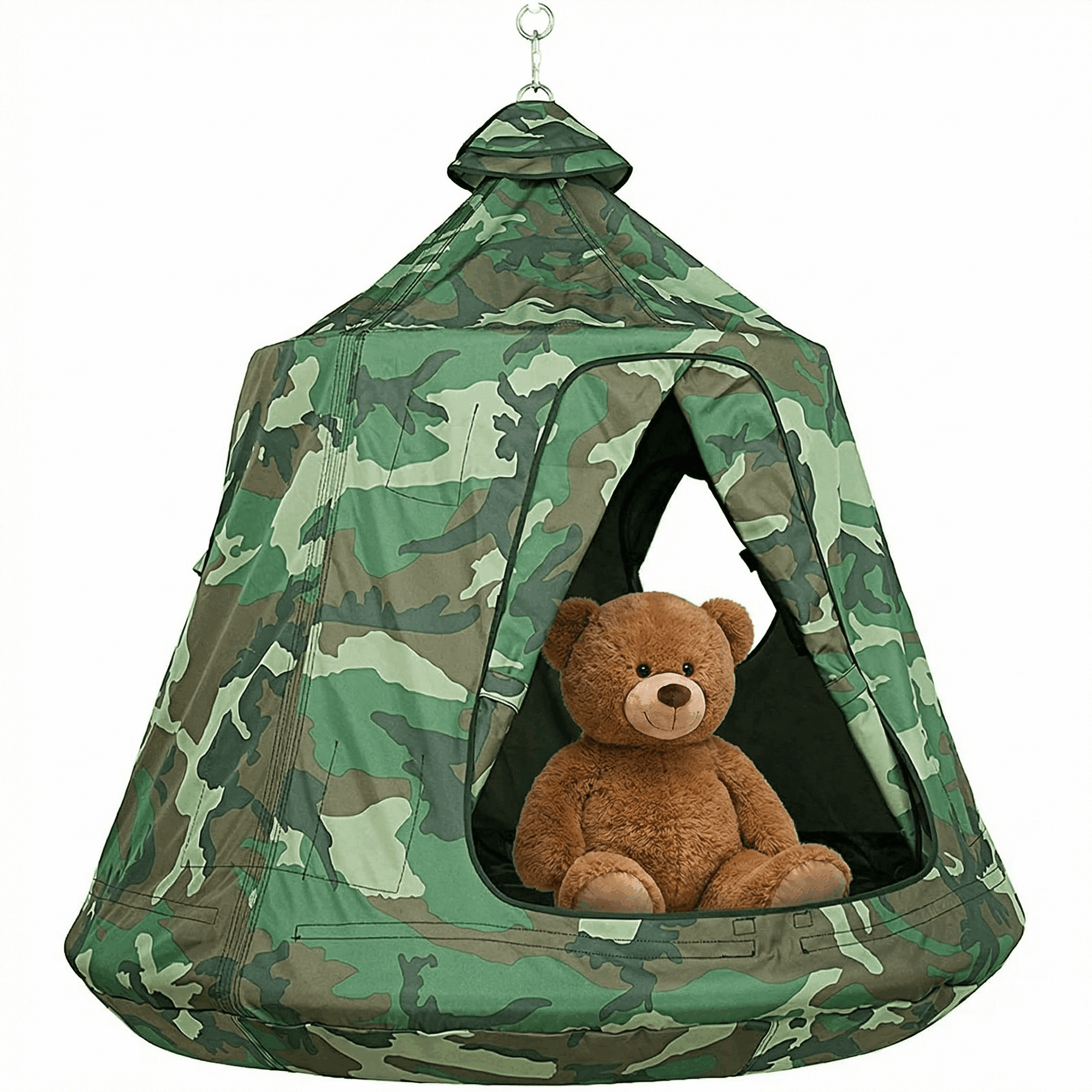 Pirecart Hanging Tree Tent Ceiling Swing Hammock for Indoor Outdoor with Lights String, 45" H x 44", Camouflage
