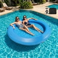 thumbnail image 1 of Pirecart Inflatable Water Hammock, Round Pool Floats for Lake River, Heavy Duty Swimming Platform for 2-3 Adults with Pump & Storage Bag, Blue, 1 of 10
