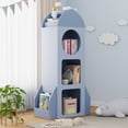 thumbnail image 1 of Pirecart Kids Bookshelf 3-Tier Wooden Kids Bookcase with Toy Storage for Bedroom, Playroom, Nursery, Blue, 1 of 8