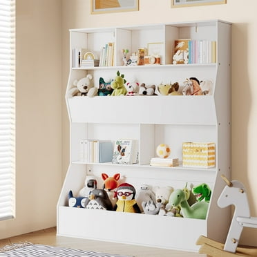 Pirecart Kids Bookshelf and Bookcase, Toy Storage Organizer, Toddler Wooden Toy Storage Cabinet w/ 7 Cubicles for Playroom, Bedroom
