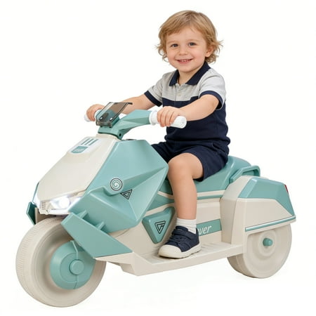 Pirecart Kids Electric Motorcycle, 6V Toddler Motorcycle with Realistic Sounds, LED Light, Children Ride on Toy with Non-Slip Tires, Gift for Age 3+, Green