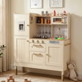 thumbnail image 1 of Pirecart Kids Pretend Play Kitchen Set, Wooden Toddler Kitchen Playset Height Adjustable with Realistic Light & Sound and Cooking Accessories, Beige, 1 of 9
