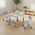 thumbnail image 1 of Pirecart Kids Table and 2 Chairs Set, Height Adjustable Children Multi Activity Table and Chair Set, Non-Slip Legs & Graffiti Desktop, for Drawing, Reading, Studying, Gray, 1 of 8