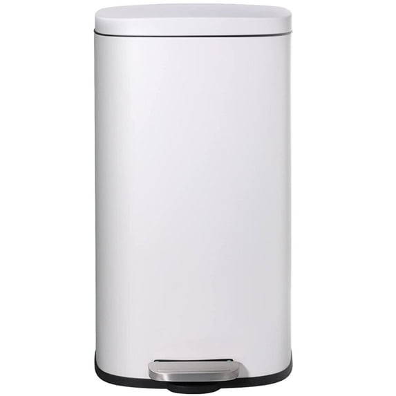 Pirecart Kitchen Trash Can 8 Gallon Stainless Steel Rectangular Garbage Can, White