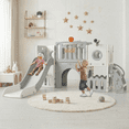 thumbnail image 1 of Pirecart 9-in-1 Large Toddler Slide, Indoor Outdoor Kids Climber Playset with Basketball Hoop, Storage Space, Tunnel for Boys and Girls, 1 of 8