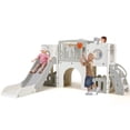 thumbnail image 1 of Pirecart 9-in-1 Large Toddler Slide, Indoor Outdoor Kids Climber Playset with Basketball Hoop, Storage Space, Tunnel for Boys and Girls, 1 of 6