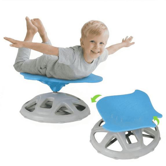 Pirecart Manta-Shaped Spinning Chair for Autistic Kids, Sensory Swivel Chair for Training Body Coordination, Sit and Spin Toys W/ Upgraded Base for ADHD Child, Blue