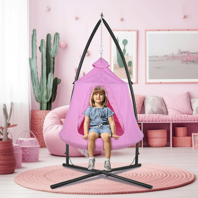 Pirecart Metal Hanging Hammock C-Stand, Porch Swing Chair for