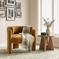 thumbnail image 1 of Pirecart Modern Velvet Accent Chair, Comfy Upholstered Side Arm Chair for Living Room, Bedroom, Reading, Barrel Chairs with 3 Legs, Brown, 1 of 8
