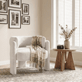 thumbnail image 1 of Pirecart Modern Velvet Accent Chair for Living Room, Upholstered Reading Chair, Side Arm Chairs with 3 Legs for Bedroom, Office, White, 1 of 11