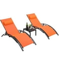 thumbnail image 1 of Pirecart Outdoor Adjustable Chaise Lounge Chair 5-Level Adjustable Pool Lounge Chairs with Side Table, Orange, 1 of 8