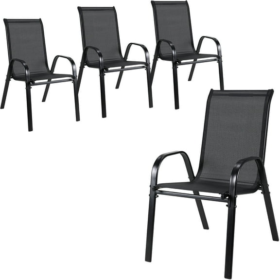 Pirecart Outdoor Patio Dining Chairs Set of 4, All Weather Outdoor Stacking Chairs for Backyard, Deck, Poolside
