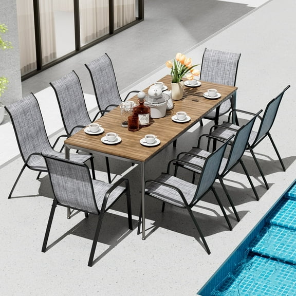 Pirecart Outdoor Patio Dining Chairs Set of 8 for Porch, Backyard, Pool side, and Deck