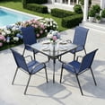 thumbnail image 1 of Pirecart Outdoor Table Furniture Set Patio Dining Table Set with 4 Stackable Textilene Chairs, Dark Blue, 1 of 10