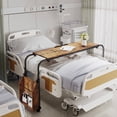 thumbnail image 1 of Pirecart Overbed Table with Wheels Moblie Computer Desk Adjustable Overbed Desk with Side Storage Basket for King Queen Size Bed,  Brown, 1 of 8