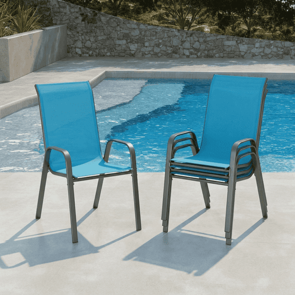 Pirecart Patio Dining Chairs Set of 4, Outdoor Stackable Armrest Chairs All Weather