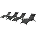thumbnail image 1 of Pirecart Patio Lounge Chairs Set Outdoor Pool Recliner W/ 4 Chairs and 2 Side Tables, Black, 1 of 7