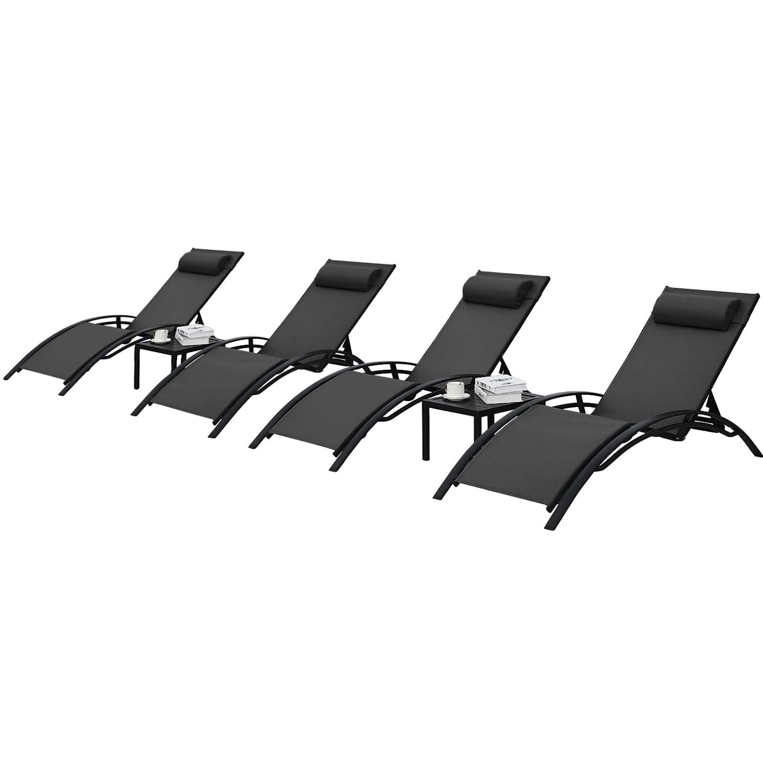 Pirecart Patio Lounge Chairs Set Outdoor Pool Recliner W/ 4 Chairs and 2 Tables - image 1 of 7