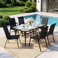 thumbnail image 1 of Pirecart Patio Dining set, Outdoor Furniture Set of 7 with Widened Table and Umbrella Hole, All Weather Patio Dinng Set for Garden, Backyard, Poolside, Black, 1 of 11