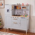 thumbnail image 1 of Pirecart Kids Play Kitchen, Height Adjustable Wooden Kitchen Playset with Realistic Lights & Sounds and Cooking Accessories, Gray, 1 of 9