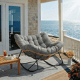 thumbnail image 1 of Pirecart Rocking Papasan Chair, Oversized Padded Lounge Rocker with Cushion, Large Indoor / Outdoor Rocking Recliner for Living Room/Porch/Garden, Dark Gray, 1 of 10