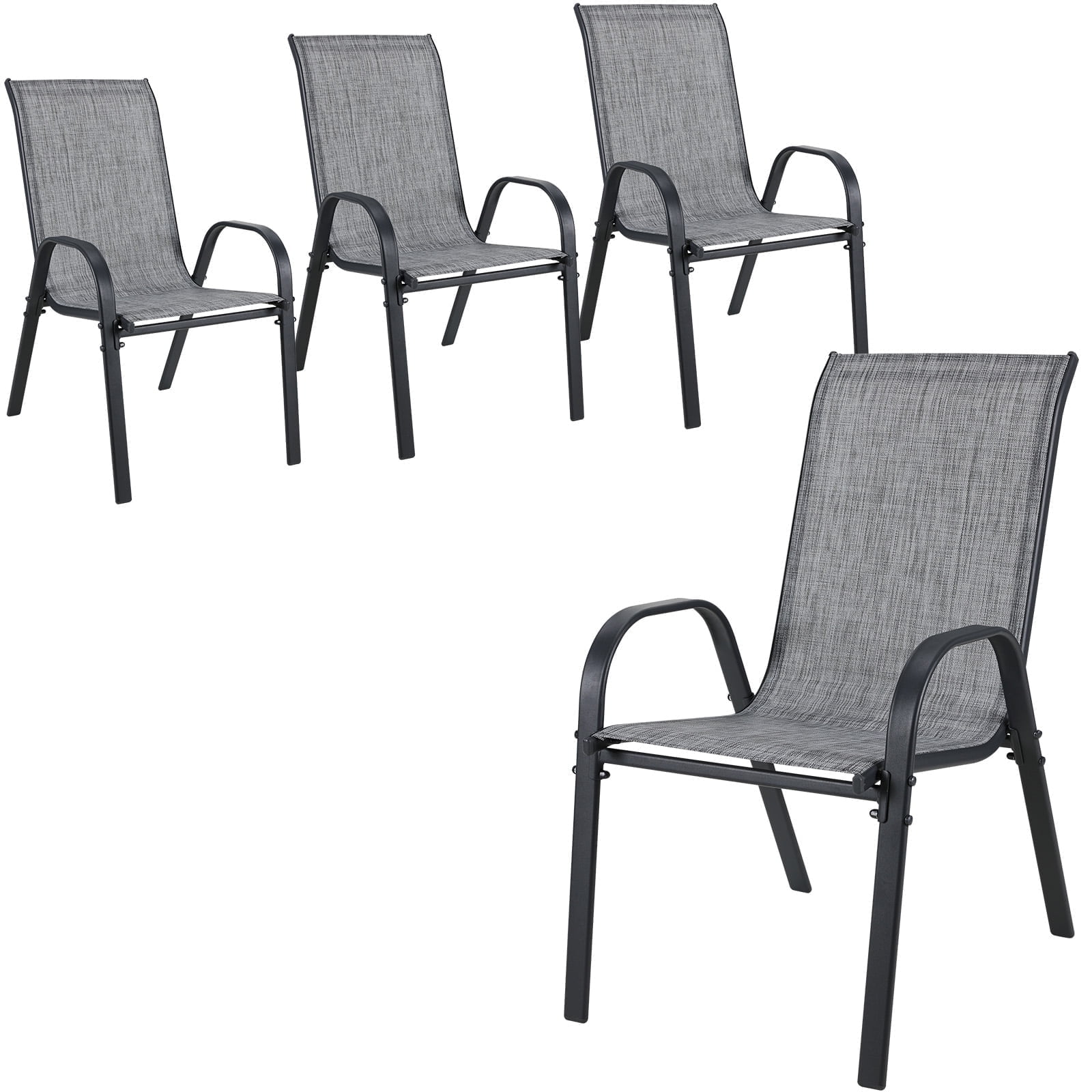 Pirecart 4 Stackable Patio Dining Chairs, Textilene Outdoor Chairs for Poolside, Backyard, Garden