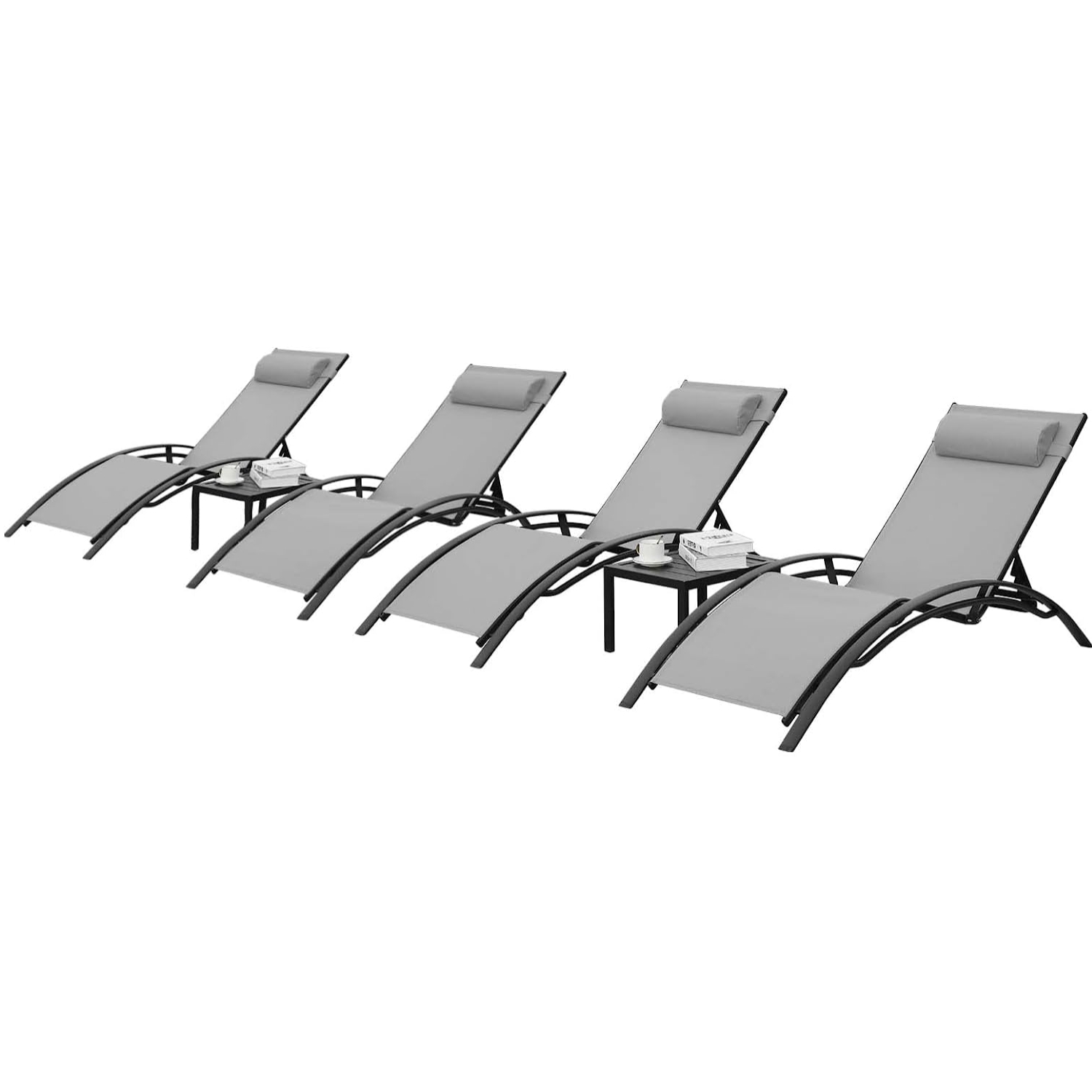 Pirecart Set of 6 Patio Lounge Chair Weather Resistant Adjustable Poolside Lounger Recliner - image 1 of 7
