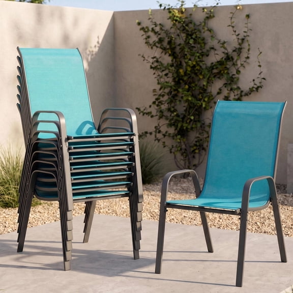 Pirecart Set of 8 Patio Dining Chairs All Weather Outdoor Stackable Chairs with Armrests