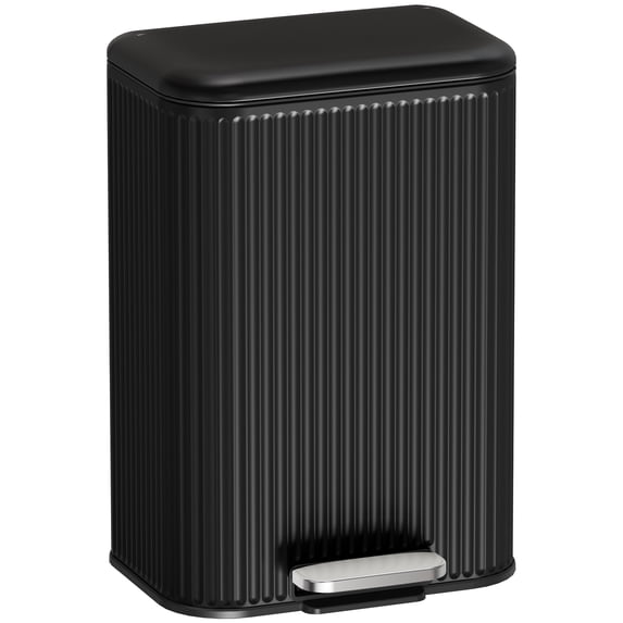 Pirecart Stainless Steel Kitchen Trash Can, 13.2 Gallon, Foot Pedal Garbage Bin with Soft Close Lid, Removable Inner Bucket & Rear Handle, Black