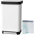 thumbnail image 1 of Pirecart Stainless Steel Trash Can, 13.2 Gal Large Capacity Garbag Bin with 15 Inner Bags & Rear Trash Bag Storage Compartment, Garbage Can W/ Soft-Close Lid & Built-In Deodorizer Box, White, 1 of 9