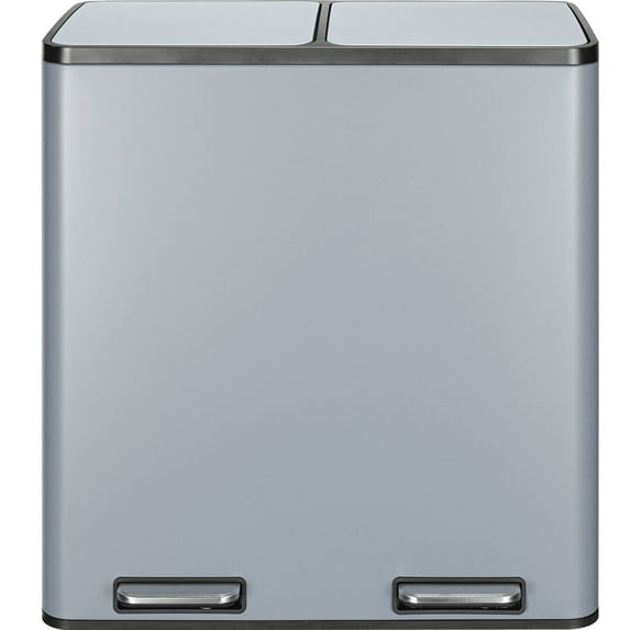 Pirecart Stainless Steel Trash Can 16 gal Dual Step Garbage Can with with Soft-Close Lid, Blue