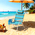 thumbnail image 1 of Pirecart Tall Beach Chair for Adults, 5-Position Adjustment Portable Beach Chair with Cup Holders, Yellow, Blue and Green Stripes, 1 of 11