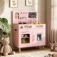 thumbnail image 1 of Pirecart Toddler Kitchen Playset, Wooden Kids Play Kitchen Set with Real Lights & Sounds and Cooking Accessories, Interactive Pretend Kitchen with Chalkboard Panel for Toddlers and Children, Pink, 1 of 9