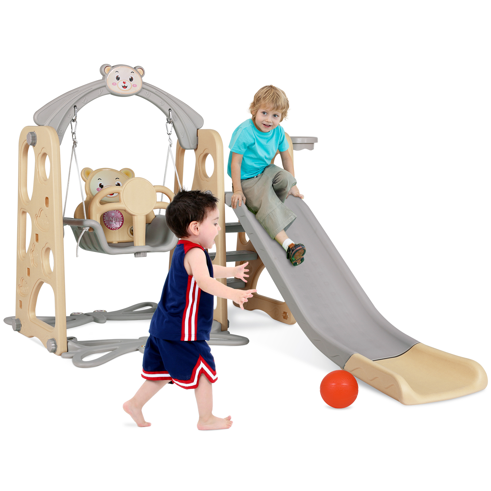 Pirecart Toddler Slide and Swing Set Playground Swing Slide Climber for
