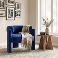 thumbnail image 1 of Pirecart Velvet Accent Chair, Upholstered Barrel Armchair W/ Curved Back & 3 Legs for Living Room, Bedroom, Reading, Blue, 1 of 11