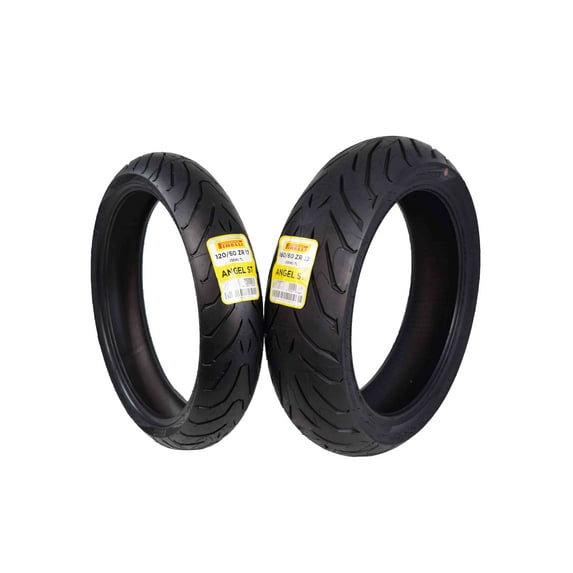 Pirelli 2595800 Angel ST EMS Front Tire - 120/60ZR17 (17) with Pirelli 1868800 Angel ST 160/60ZR-17 Tires
