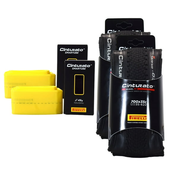 Pirelli Cinturato GRAVEL H 35-622 (700x35c) Gravel Bicycle Tire + SmarTUBE 33/45-622 Presta 60mm - 2 Pack